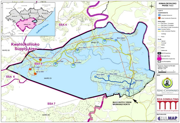 Kwahlokoloko Regional Scheme Sub Supply Area Layout Map & Phased implementation